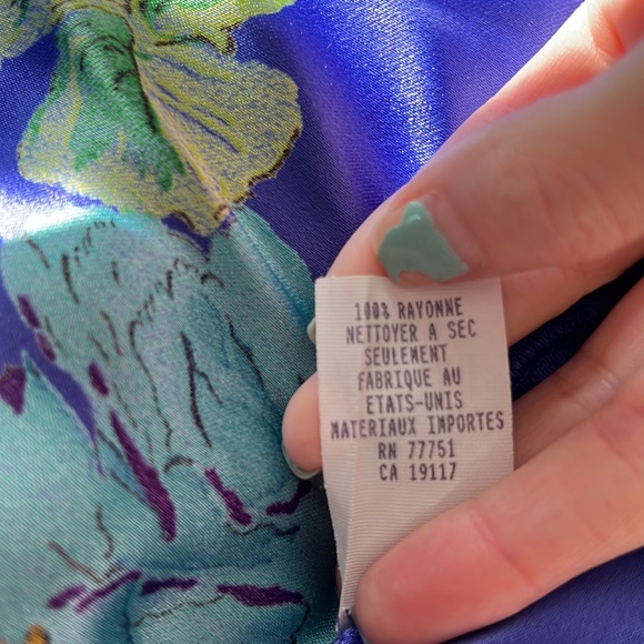 💙 VINTAGE BETSEY JOHNSON RARE PRINT MIDI SLIP BIAS CUT FLORAL DRESS XS S M - Picture 3 of 8